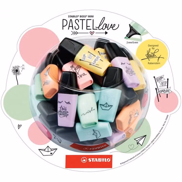 Zvýrazňovač STABILO Boss mini pastel displej 50 ks