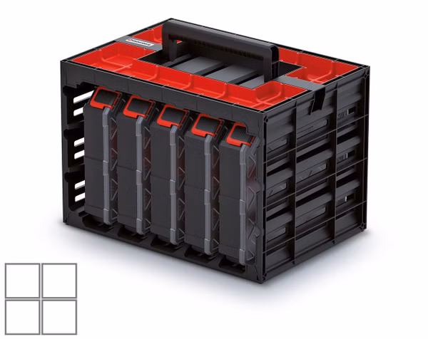 Skriňa s 5 organizérmi TAGER CASE (boxy) 415x290x290 mm - farba: čierna