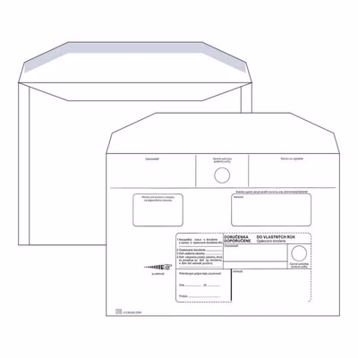 Poštové obálky C5 doručenka do VR OD, Doposielať, 1000 ks