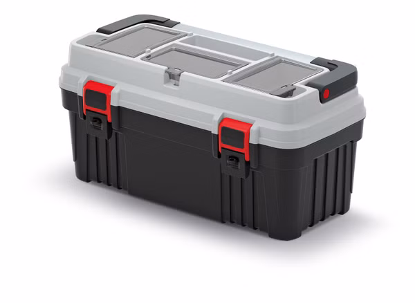 Kufor na náradie s kovovou rukoväťou OPTIMA 540x278x269 mm - farba: sivá