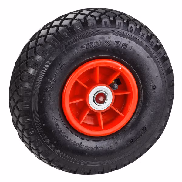 Nafukovacie koleso s guľôčkovým ložiskom pre vozík / fúrik 3.00-4, červené