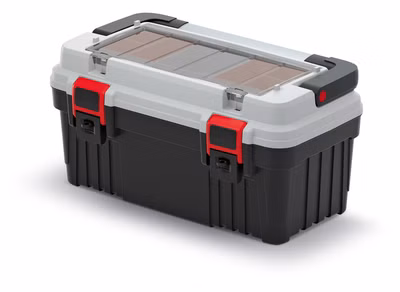 Kufor na náradie s kovovou rukoväťou OPTIMA 470x256x238 mm (boxy) - farba: sivá