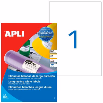 Etikety polyesterové 210x297mm Agipa 100 hárkov