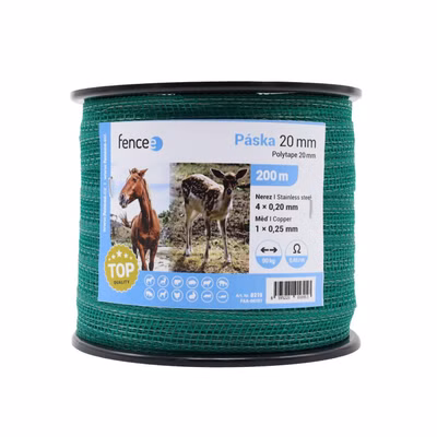 Páska pre elektrický ohradník, šírka 20 mm, zelená, dĺžka 200 m
