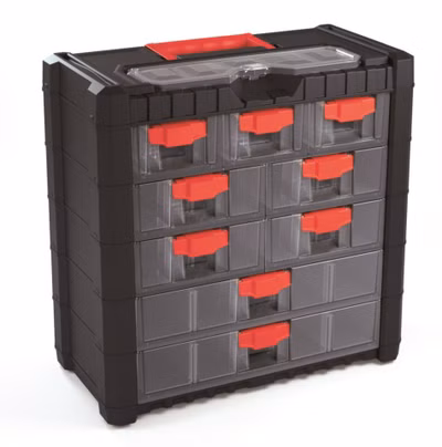 Plastový závesný organizér MULTICASE CARGO 400x200x392 mm - farba: čierna/červené držadlá