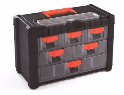 Plastový závesný organizér MULTICASE CARGO 400x200x260 mm - farba: čierna/červené držadlá