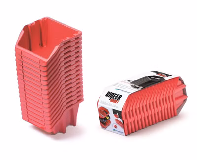 Sada 16 úložných boxov BINEER SHORT SET 234x77x92 mm - farba: červená