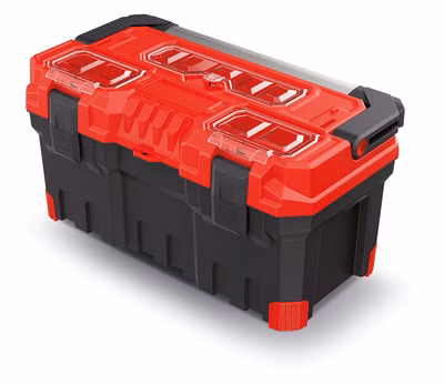 Kufrík na náradie s kovovou rukoväťou TITAN PLUS 554x286x276 mm - farba: červená
