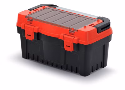 Kufrík na náradie s kovovou rukoväťou EVO 476x260x256 mm (prepážky) - farba: červená