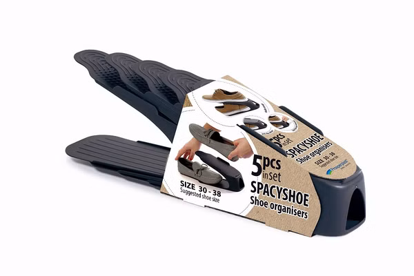 Sada organizérov na obuv veľkosti 30-38, 5 ks - farba: antracitová