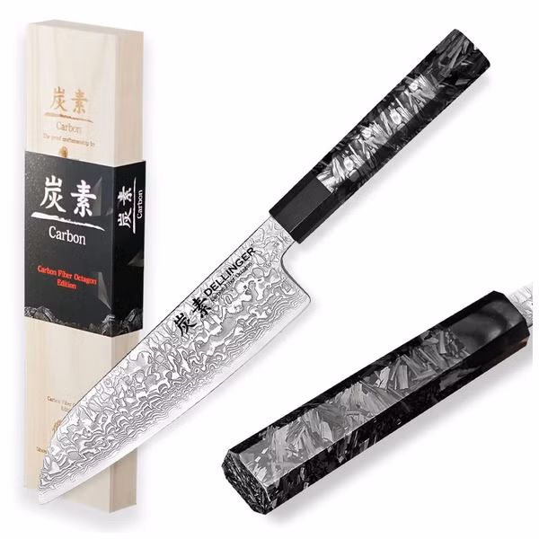 Nôž Dellinger nôž Santoku 185 mm Carbon Fiber Octagon®
