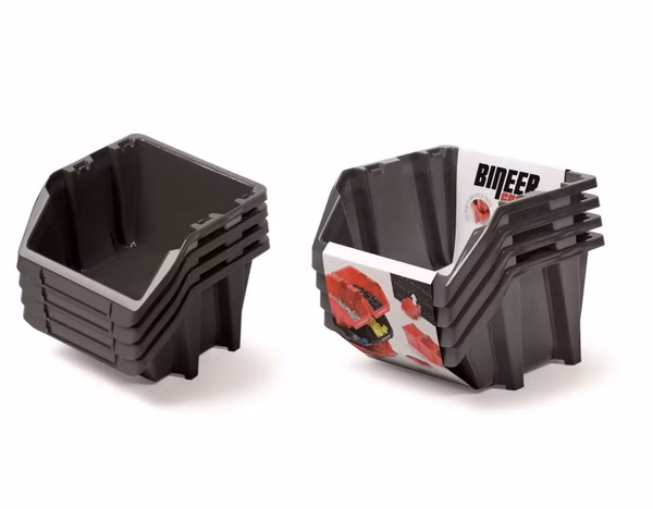 Sada 4 úložných boxov BINEER SHORT SET - 272x238x236 mm - farba: čierna
