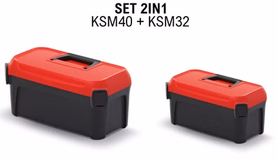 Sada kufrov na náradie SMART 380x234x225+328x178x160 mm - farba: čierna s červeným vekom