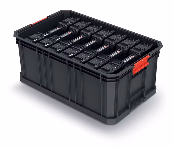 Modulárny prepravný box so 7 organizérmi MODULÁRNE RIEŠENIE 520x329x210 mm - farba: čierna