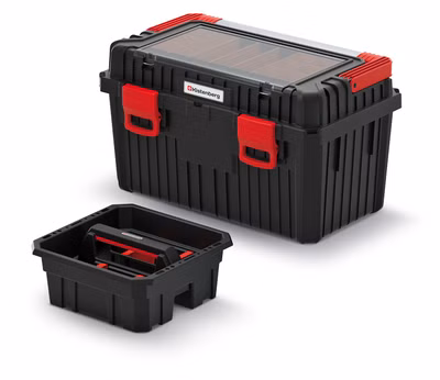 Kufor na náradie s kovovou rukoväťou HEAVY 585x360x337 mm - farba: čierna