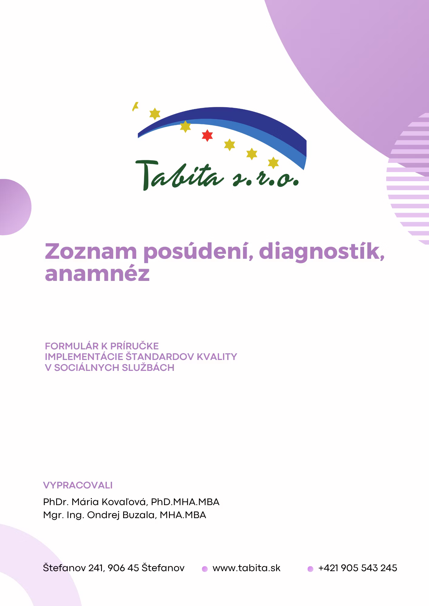 Zoznam posúdení, diagnostík, anamnéz
