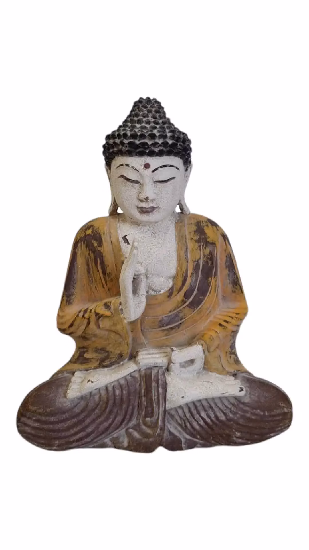 Buddha žlutý s patinou 1 25 cm