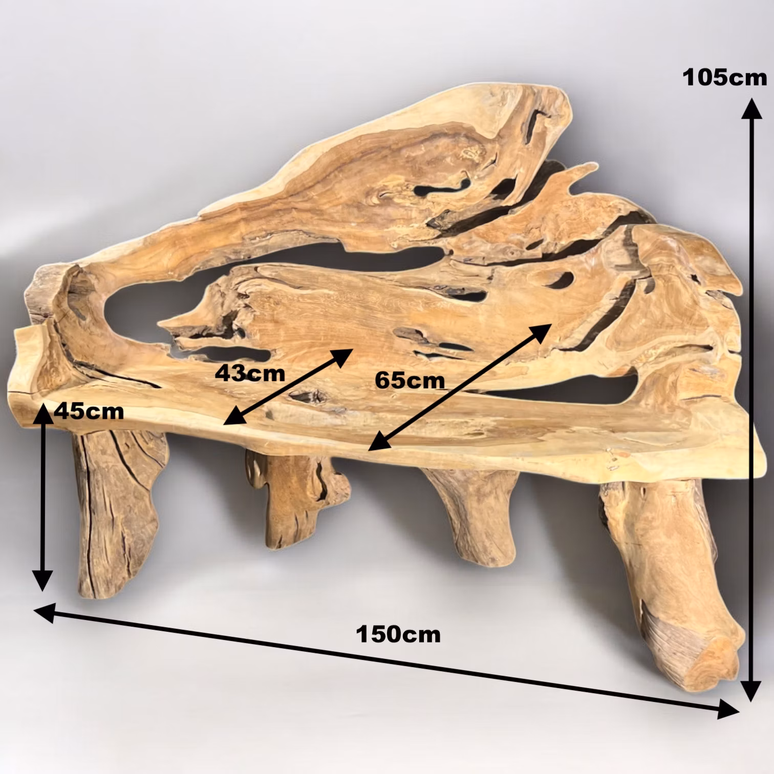 ROOT - lavice z teaku 150x65x105