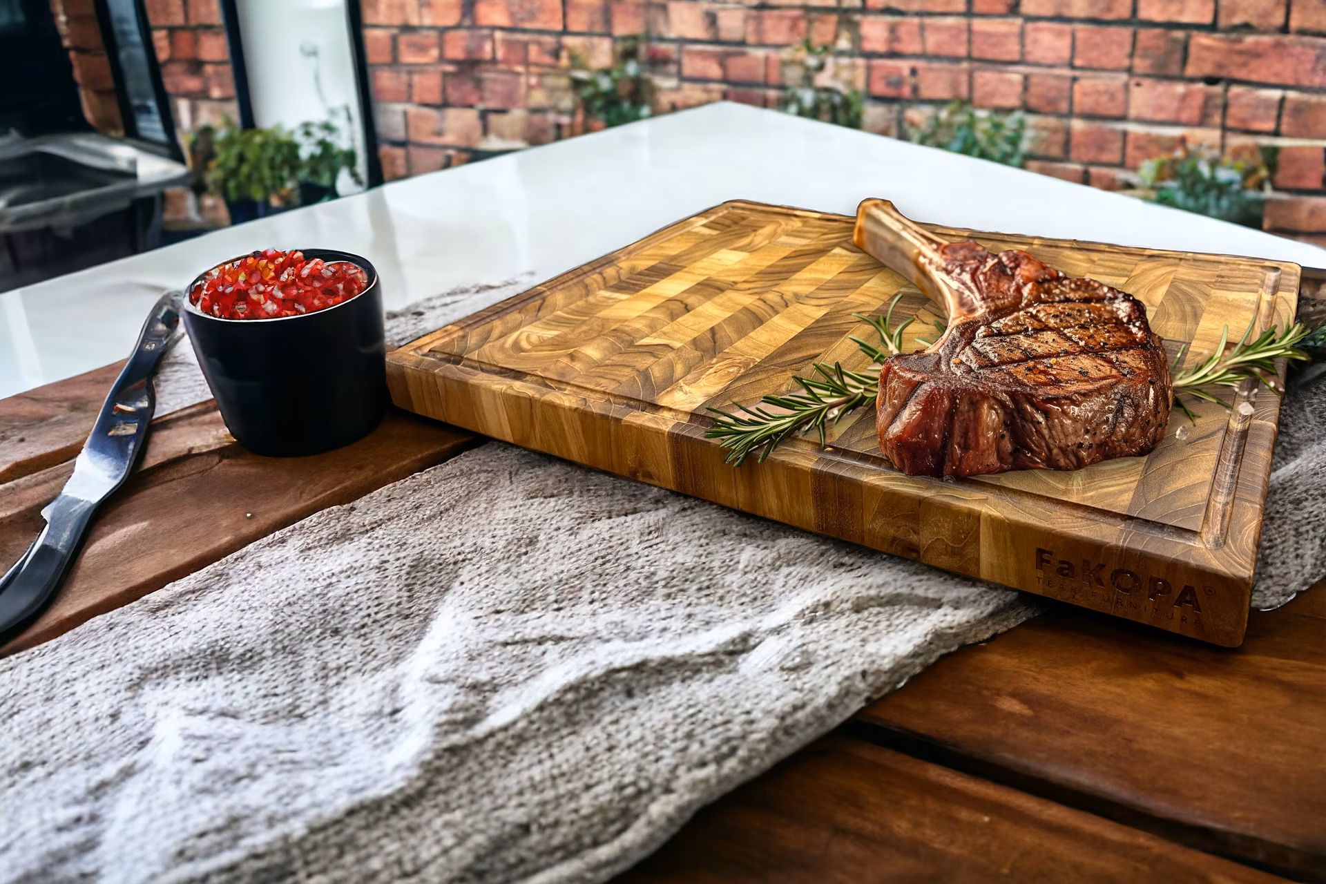Moderní prkénko BUTCHER - prkénko z teaku
