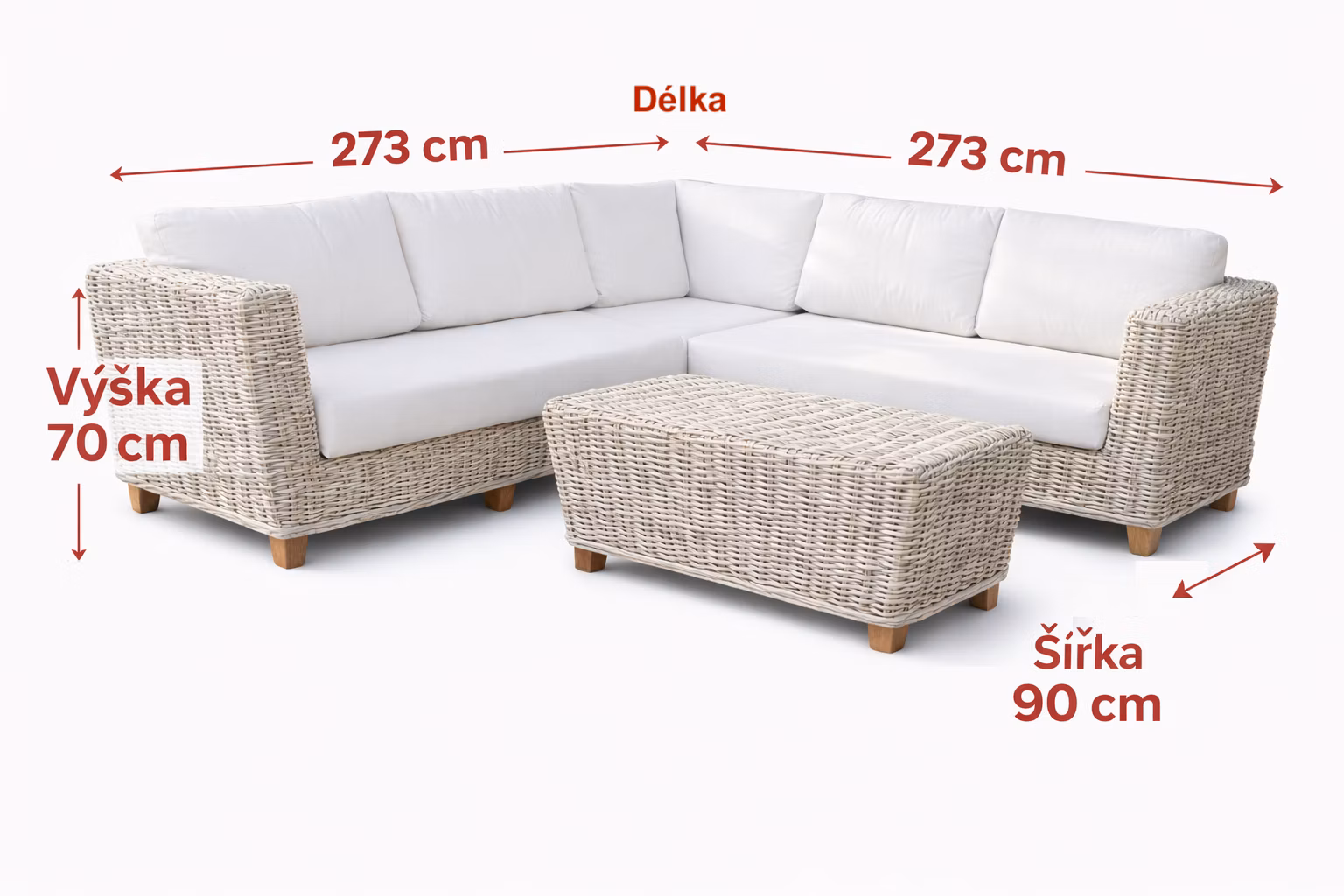 Zahradní ratanová sestava LAURA - přírodní ratan