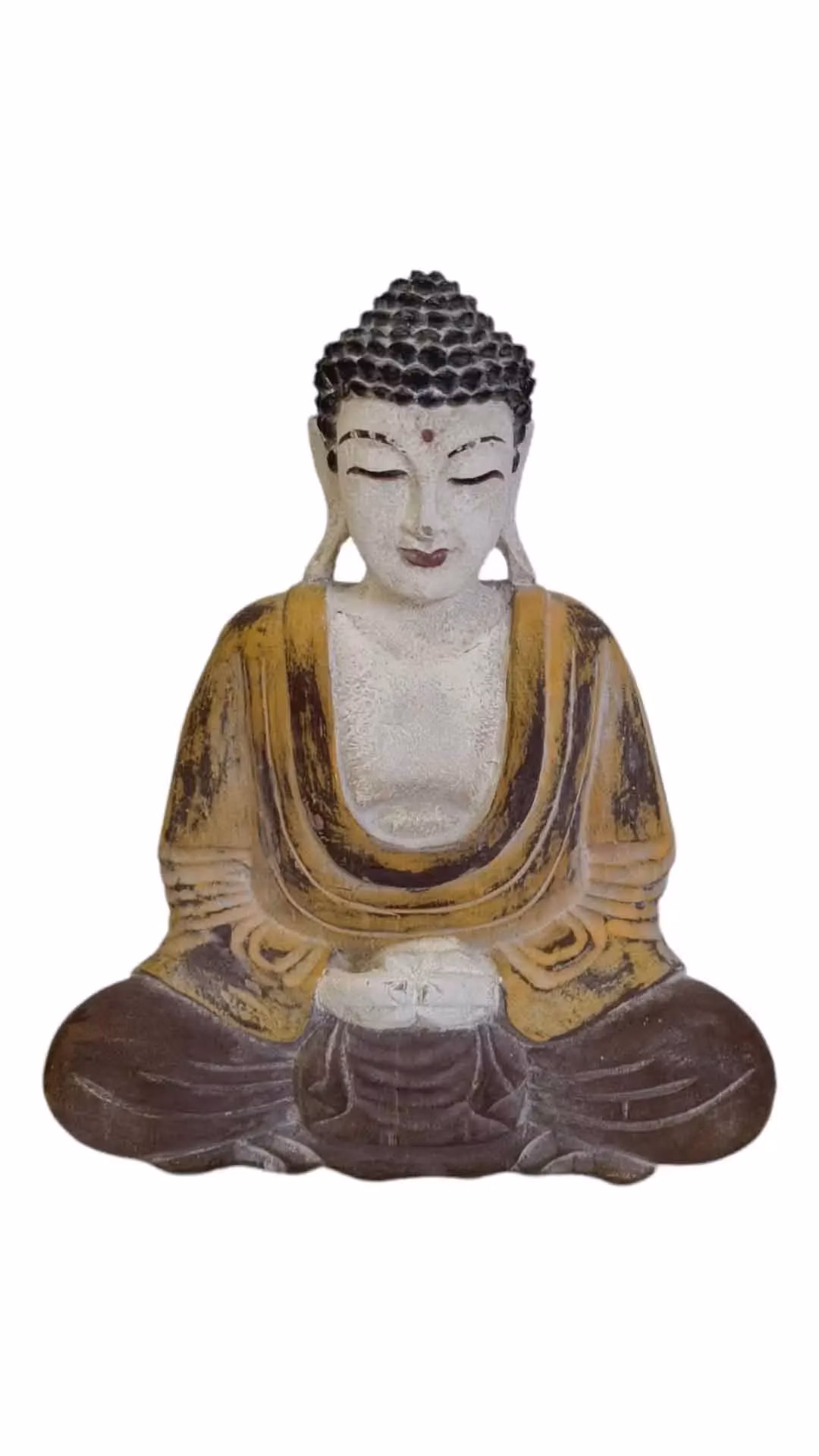 Buddha žlutý s patinou 2 25 cm