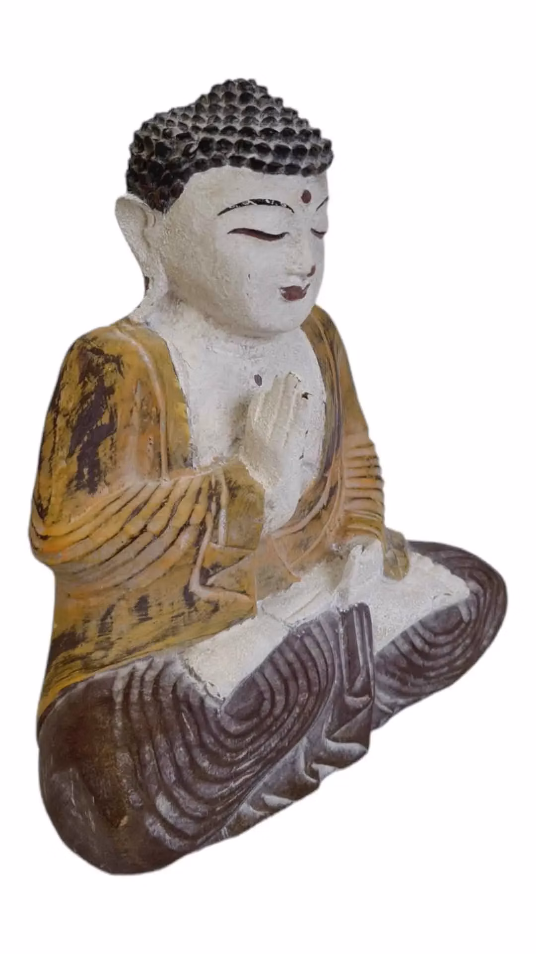 Buddha žlutý s patinou 1 25 cm