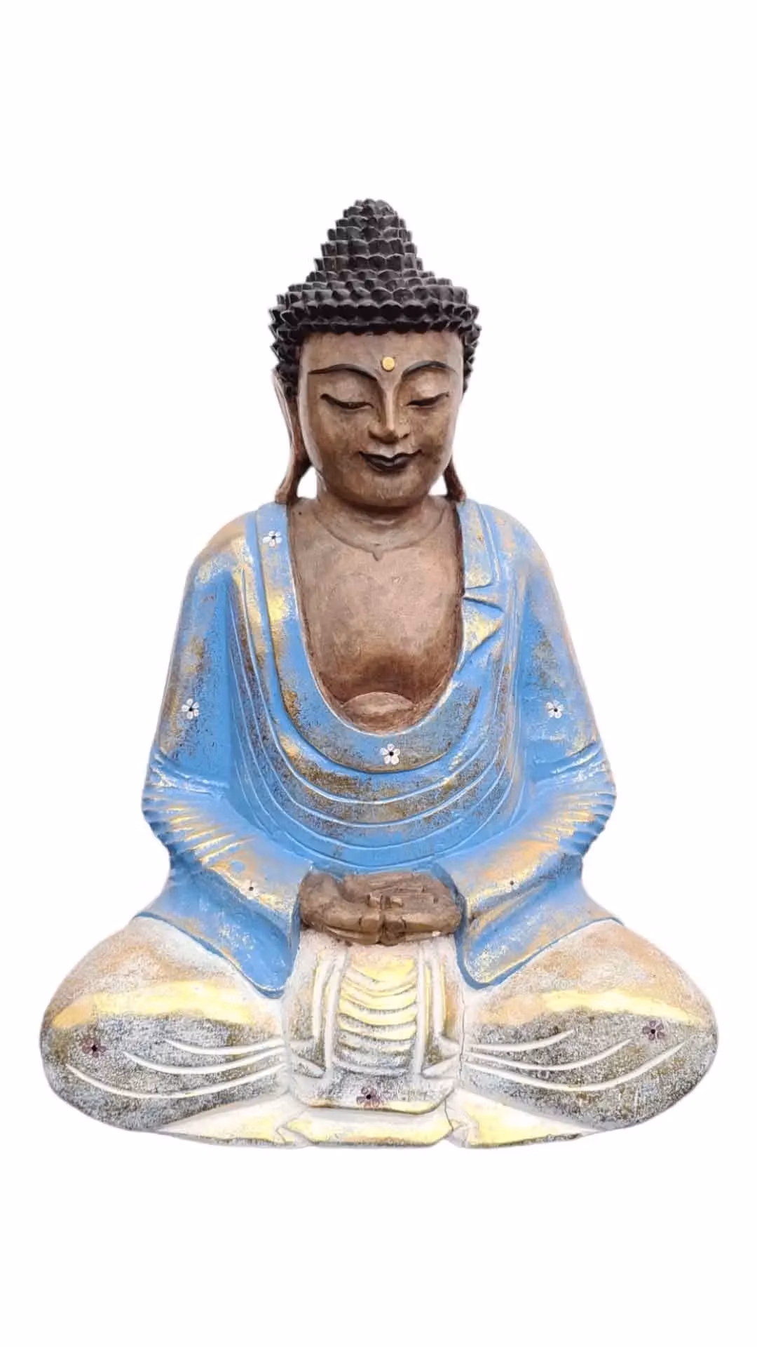 Buddha modře bílý 40 cm