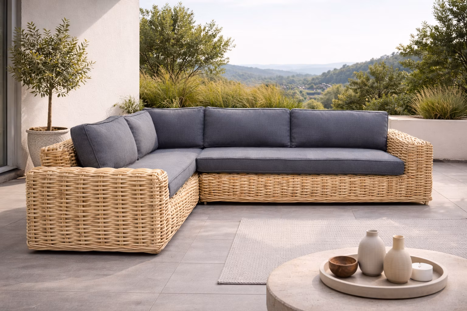 SARA - rohová sedačka ze syntetického ratanu