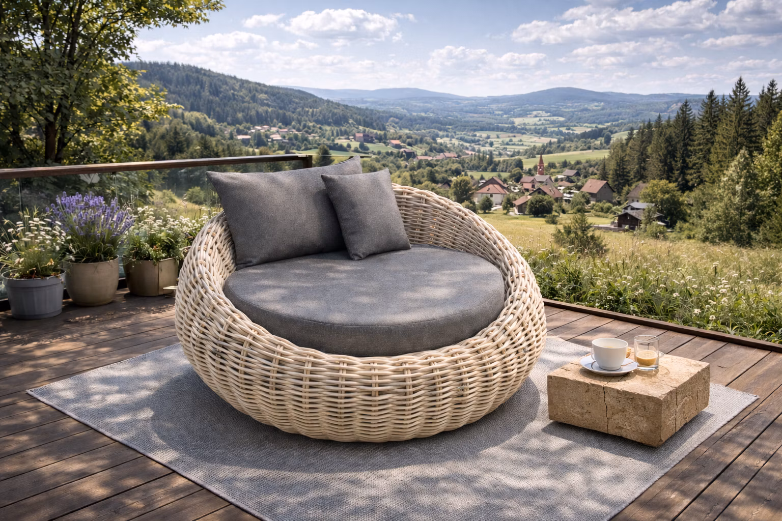 Papasan z ratanu LUNGO 150cm