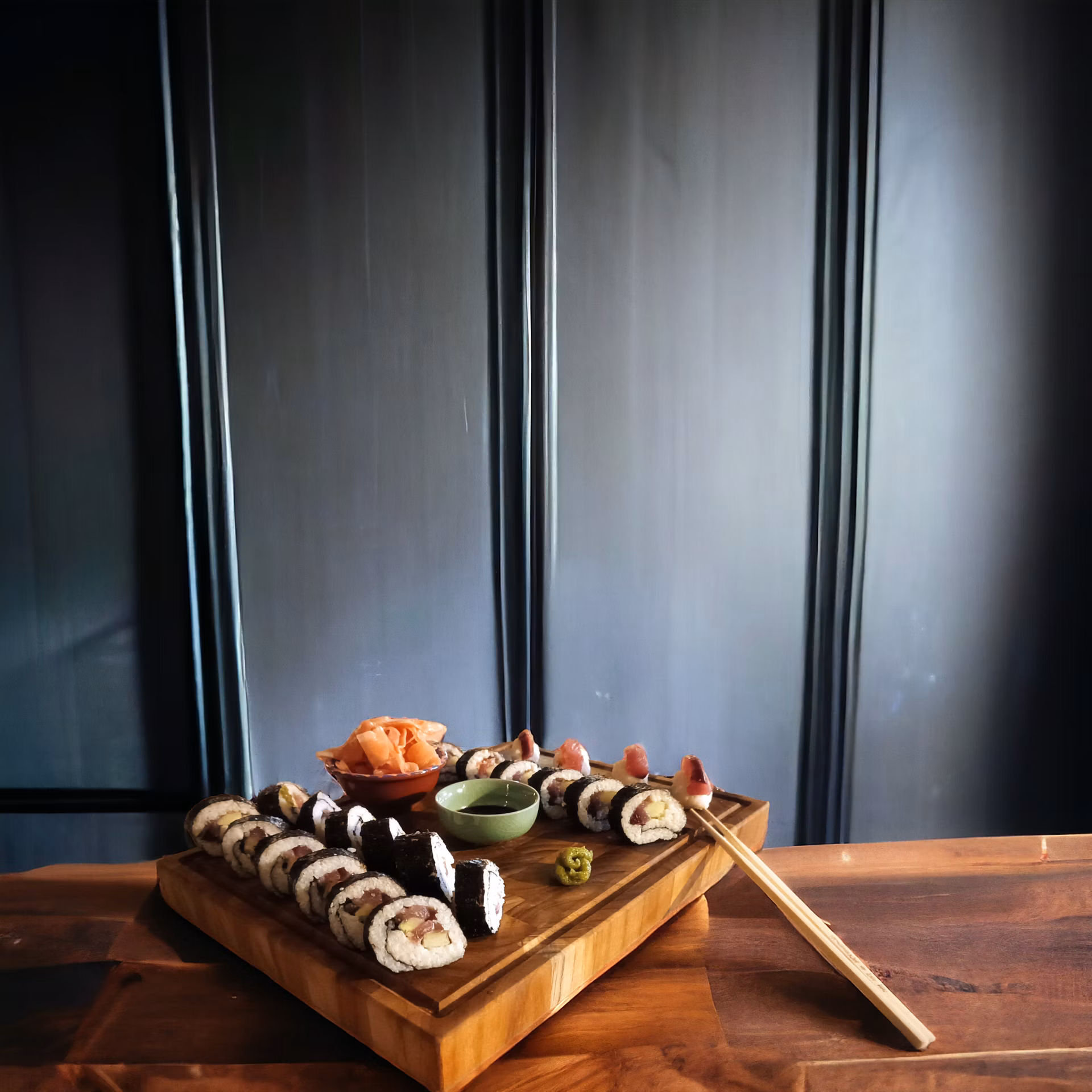 Moderná doska SUSHI - doska z teaku