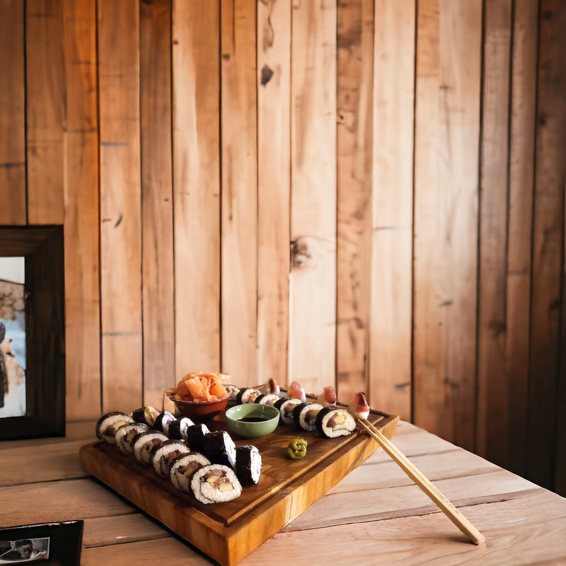 Moderná doska SUSHI - doska z teaku