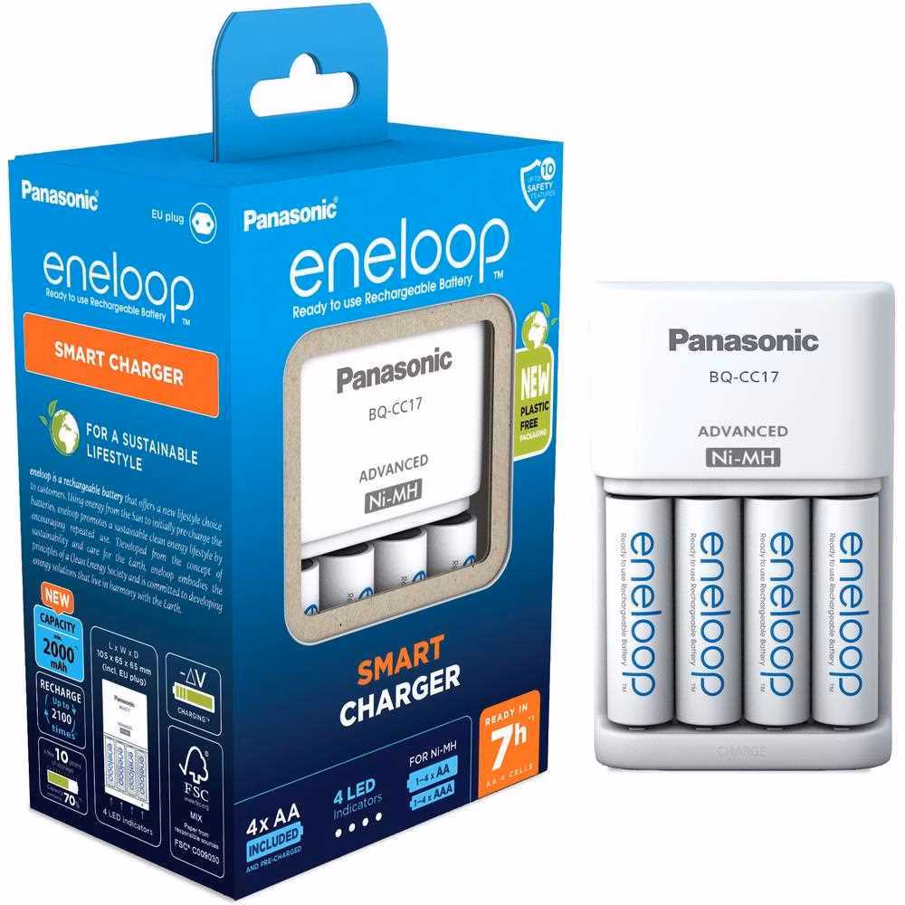 PANASONIC Eneloop - nabíjačka + batérie - svetlo modrá