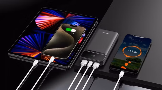 obrázek powerbanka SWISSTEN POWER LINE II 10000mAh nabíjí další zařízení