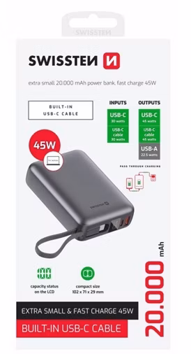 obrázek SWISSTEN powerbanka 20000mAh 45W
