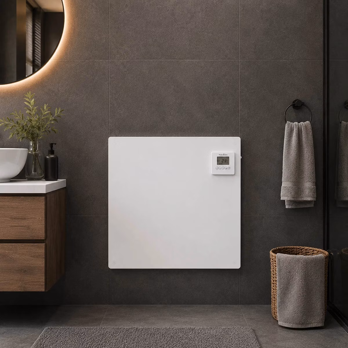 Infračervený topný panel v koupelně