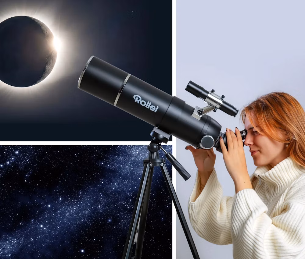 žena a teleskop rollei