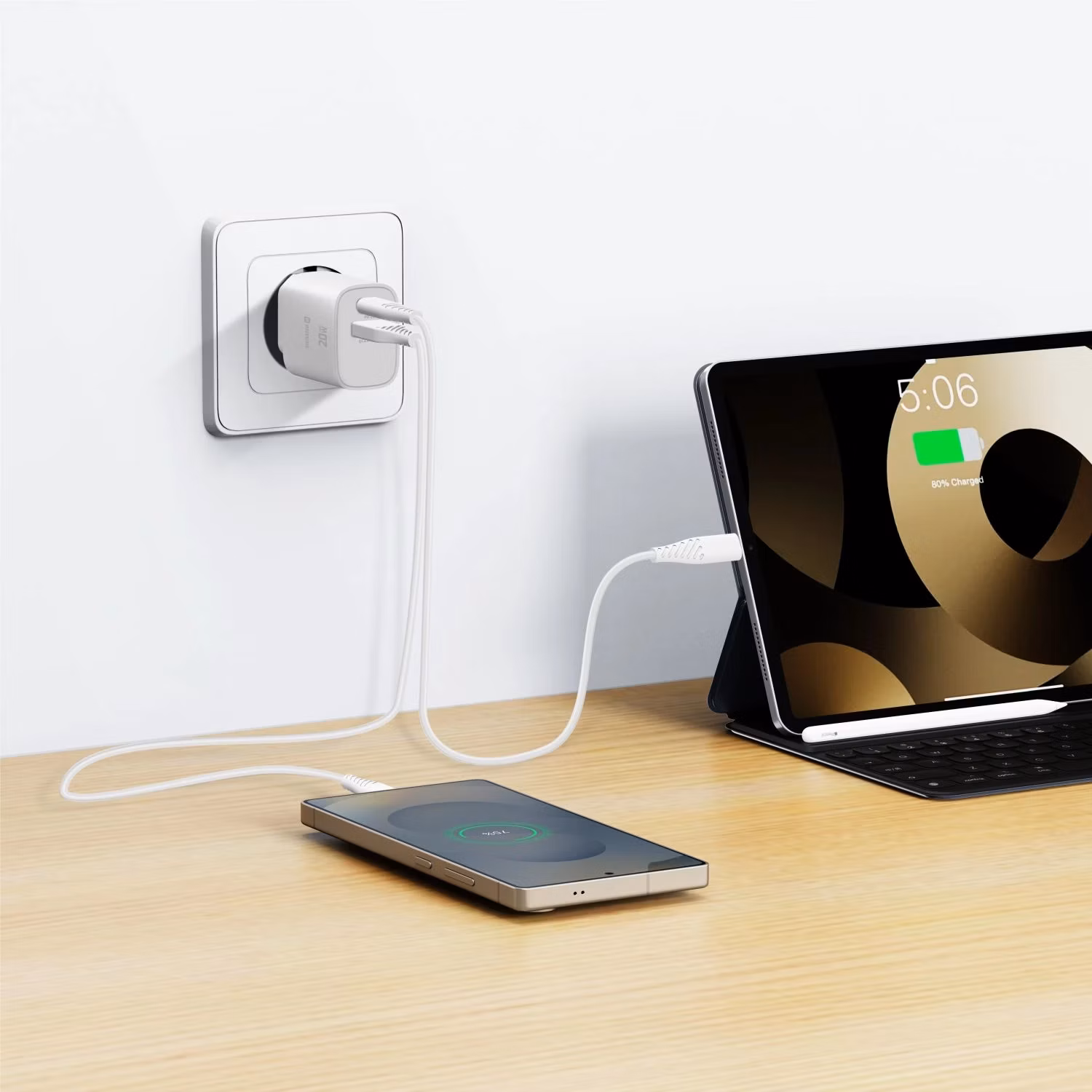 SWISSTEN Edge GaN USB-C 20W + USB 18W bílý