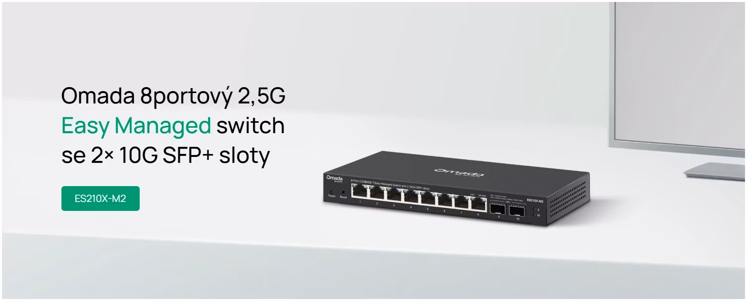 Omada 8portový 2,5G Easy Managed switch se 2× 10G SFP+ sloty