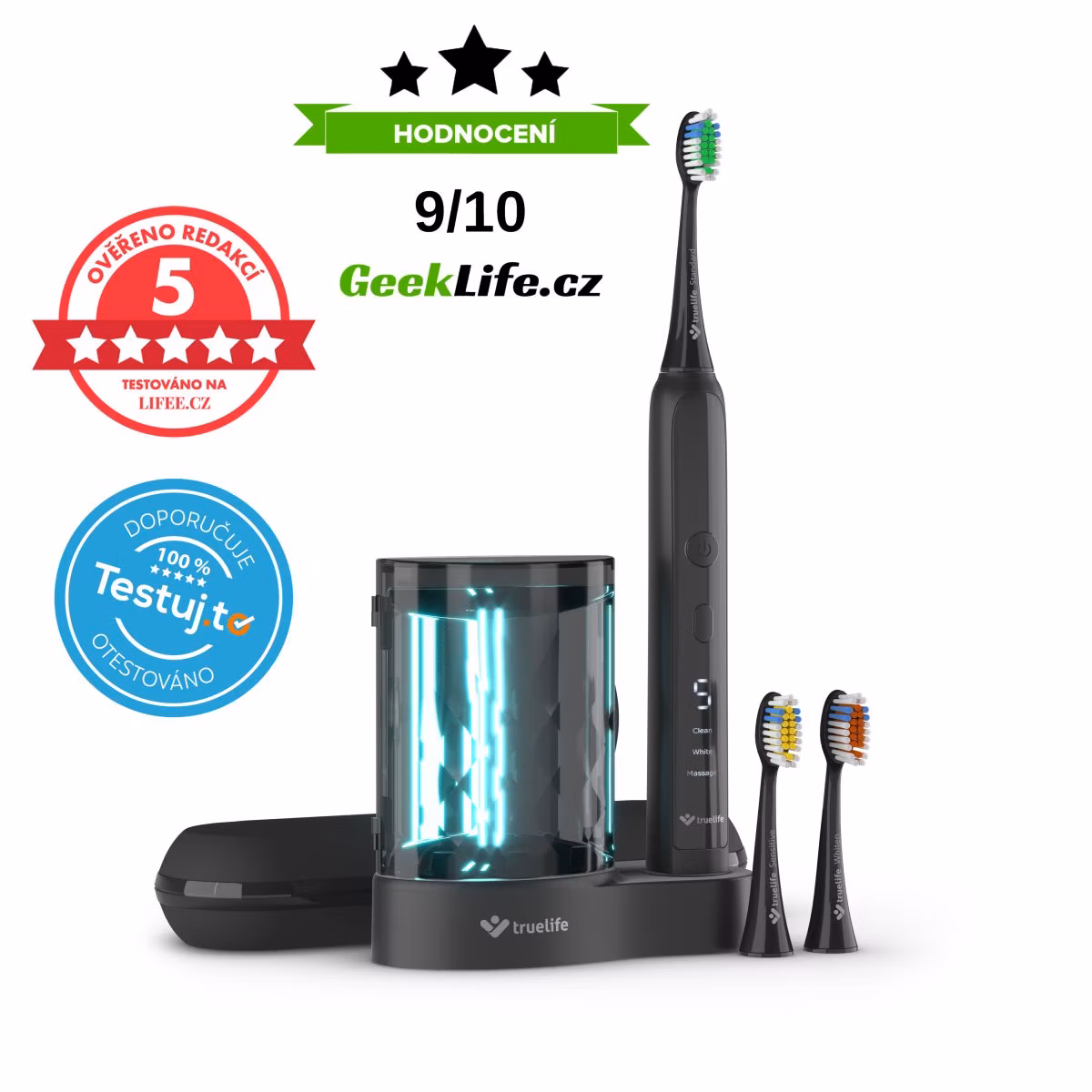 TrueLife SonicBrush K150 UV - Sonická zubná kefka s 15 čistiacimi módmi a UV sterilizátorom